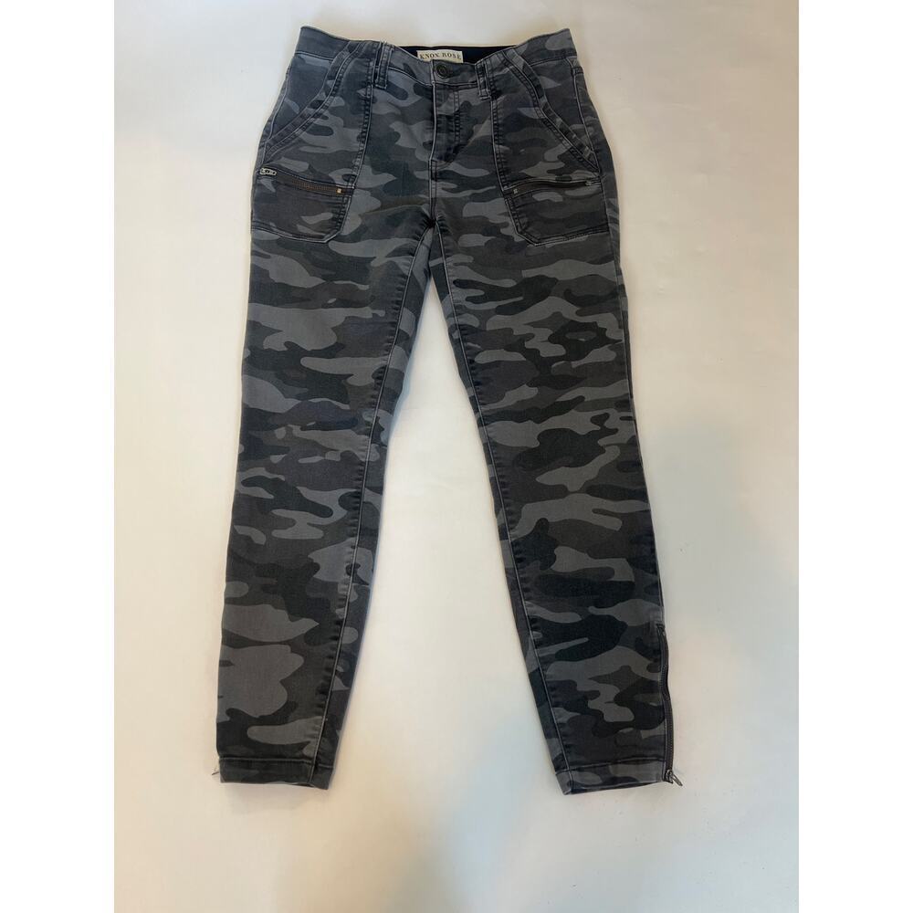 KNOX ROSE Utility Skinny Ankle Pants Gray camouflage Size 6